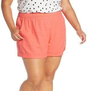 BP Coral Glow Cuff Hem Linen Blend Shorts
